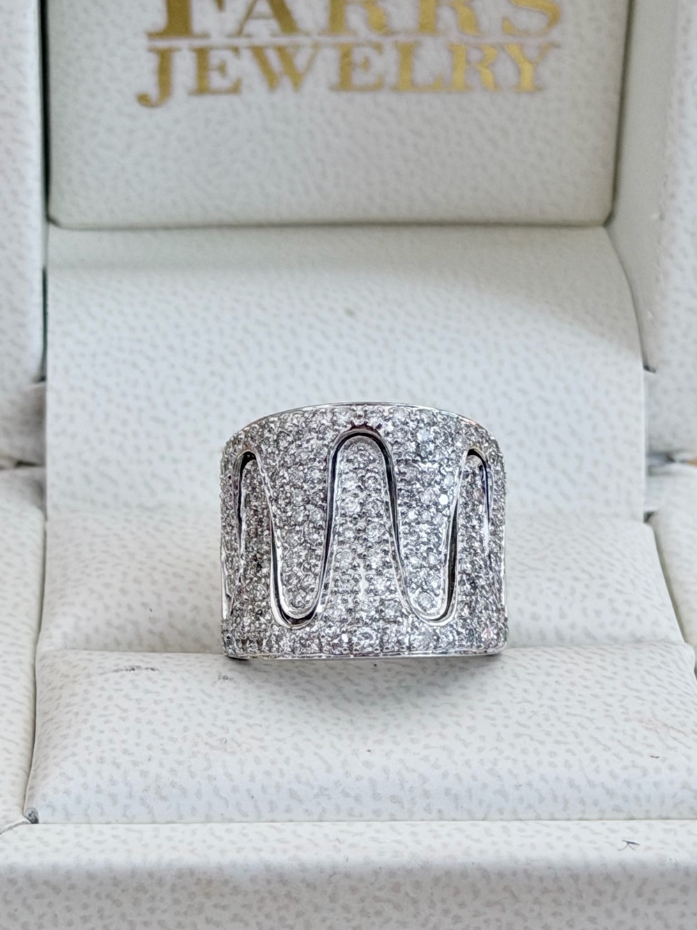 14KT White Gold Diamond 💎Pave’ Ring Wt: 14.189 grams S12-I1/2.50CT. 118 Diamonds